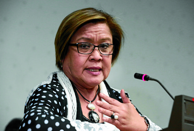 SENATOR LEILA DE LIMA / FEBRUARY 23, 2017 Senator Leila De Lima sheds a tear speaking before the media at the Sumulong Room of the Senate before going home to pack her things and be with her family on Thursday, February 23, 2017.  The Muntinlupa Regional Trial Court issued a warrant for her arrest. INQUIRER PHOTO / GRIG C. MONTEGRANDE