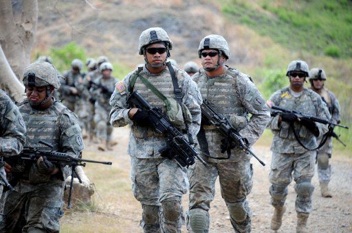 Philippine troops in Balikatan exercises with the US in 2017. STORY: PH-US Pacific partnership training underway in Palawan