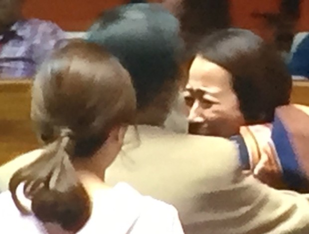 Biñan city Rep. Marlyn Alonte-Naguiat breaks down after delivering a privilege speech denying the bribery allegation of Justice Secretary Vitaliano Aguirre II. Photo by Marc Jayson Cayabyab