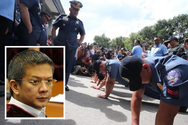 Senator Francis Escudero chided Director General Ronald dela Rosa on Thursday, Feb. 2, 2017, for playing for the cameras when he berated seven policemen and made them do a push up. INQUIRER FILE/PNP PIO