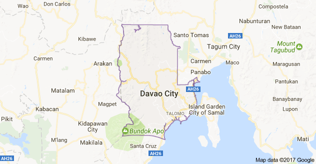 Map of Davao City and Southern Mindanao