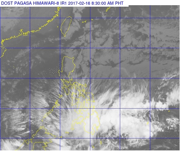 Heavy clouds can be seen over the whole of Mindanao in this satellite photo released by the Pagasa. President Rodrigo Duterte ordered the suspension of classes in Davao City due to continuous rain since Wednesday. PAGASA PHOTO