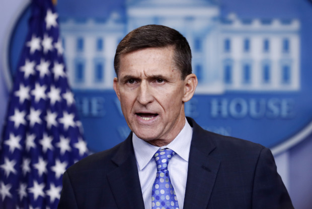 FILE- In this Feb. 1, 2017, file photo, National Security Adviser Michael Flynn speaks during the daily news briefing at the White House, in Washington. President Donald Trump has yet to comment on the allegations that Flynn engaged in conversations with a Russian diplomat about U.S. sanctions before Trump’s inauguration. A top aide dispatched to represent the administration on the Sunday, Feb. 12, news shows skirted questions, saying it was not his place to weigh in on the “sensitive matter.”  (AP Photo/Carolyn Kaster, File)