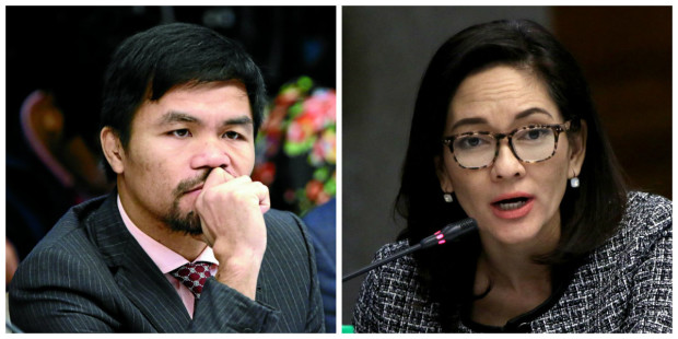 Senators Risa Hontiveros and Manny Pacquiao 