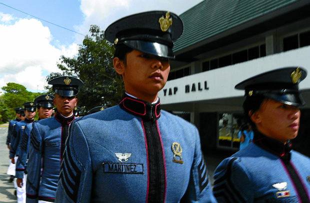 Cadet First Class Rovi Mairel Martinez leads this year's top ten cadets of the Philippine Military Academy Salaknib Class of 2017. Martinez ranked first, becoming the fourth female cadet to graduate at the top of the class. Photo by EV ESPIRITU / INQUIRER NORTHERN LUZON Notes: 