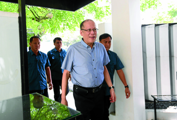 GUIDANCE Former President Benigno Aquino III urges Liberal Party members not to sacrifice principles and ethics in supporting the Duterte administration during a party caucus in Quezon City on Tuesday. —EDWIN BACASMAS