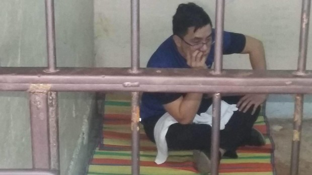 Cebu road rage suspect David Lim Jr. spends the night at the Cebu City Police Office stockade. Bennie Talisic, CDN