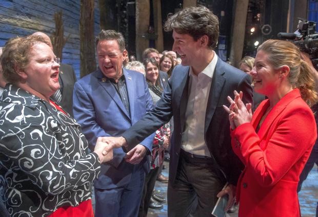 Justin Trudeau and Sophie Gregoire - after Come From Away - 15 March 2016