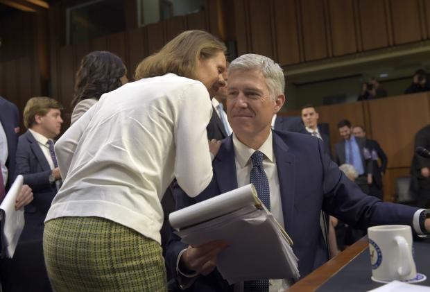Marie Louise Gorsuch with Neil Gorsuch - Senate confirmation hearing - 22 March 2017