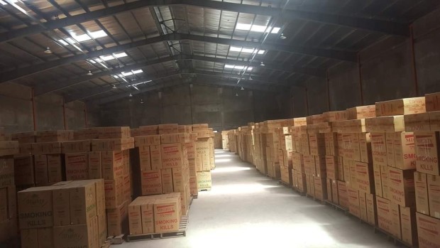 Might Corp. warehouse in Pampanga where fake cigarette tax stamps were found on the products. (CONTRIBUTED PHOTO)