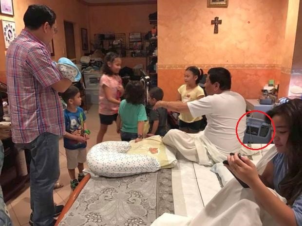 An oxygen machine (encircled) is seen in President Duterte’s bedroom. —PHOTO FROM MANS CARPIO’S FACEBOOK PAGE