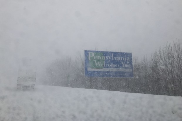 GREAT BEND, PA - MARCH 14: Snow falls on route 81 at the Pennsylvania/New York border after much of the northeast was covered from winter storm Stella on March 14, 2017 in Great Bend, Pennsylvania. ( A blizzard is forecast to bring more than a foot of snow and high winds to up to eight states in the Northeast region, as New York and New Jersey are under a state of emergency. School districts across the entire region were closed and thousands of flights were canceled.   Brett Carlsen/Getty Images/AFP