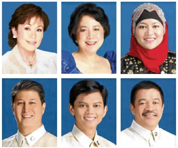 STRIPPED OF JUICY POSTS Following theHouse approval of the death penalty bill, thosewho voted against the proposed measure lost their juicy committee posts, among them (top, left) Vilma Santos-Recto, Evelyn Escudero and Sitti Djalia Turabin-Hataman, Jose Christopher Belmonte (below, left), Mariano Michael Velarde Jr. and Carlos Isagani Zarate.