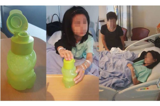A Primary 3 girl landed in hospital after a male classmate added liquid hand soap to her water bottle. PHOTO: LIANHE WANBAO