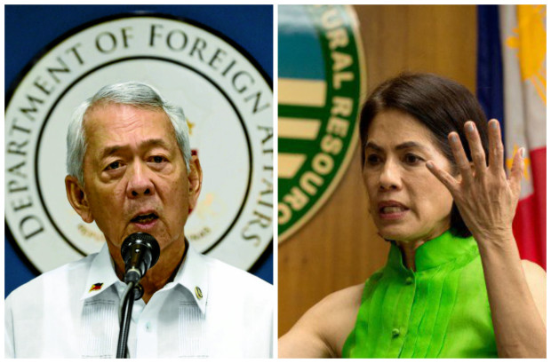 Foreign Affairs Sec. Perfecto Yasay and Environment Sec. Gina Lopez. INQUIRER AND AFP FILE PHOTOS
