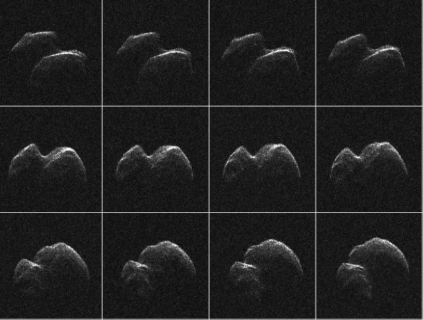 This composite of 30 images of asteroid 2014 JO25 was generated with radar data collected using NASA's Goldstone Solar System Radar in California's Mojave Desert. Credits: NASA/JPL-Caltech/GSSR