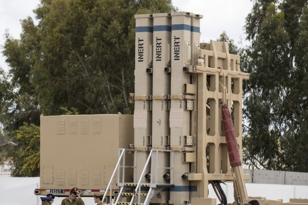 A picture taken on April 2, 2017, shows Israel's David's Sling missile defence system during a ceremony to announce its operational capacity at the Hatzor Air Force base. / AFP PHOTO / JACK GUEZ