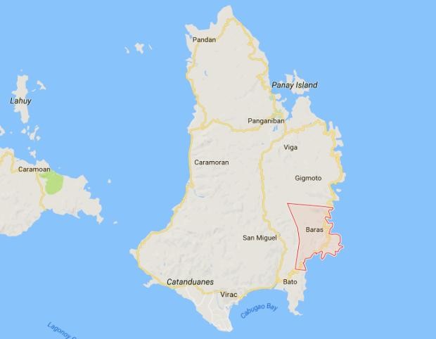 Map showing Baras in Catanduanes