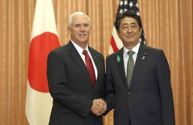 Mike Pence and Shinzo Abe - 18 April 2017