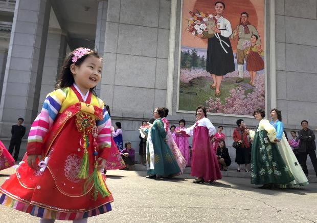 North Korean girl in colorful clothes - 25 April 2017