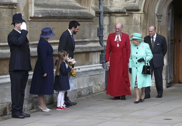 Queen Elizabeth and Prince Philip after Easter Service - 16 April 2017