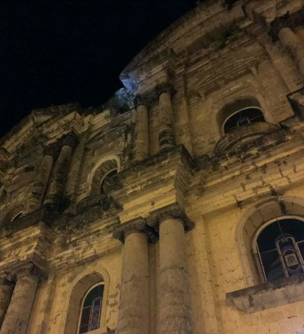 The 5.5 magnitude earthquake on Tuesday evening left damages on the centuries-old Taal Basilica. Photo by Concerned Taaleños for Heritage Preservation & Patrimony (CTHPP)
