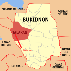 Talakag and Kalilangan, Bukidnon (Wikipedia maps)