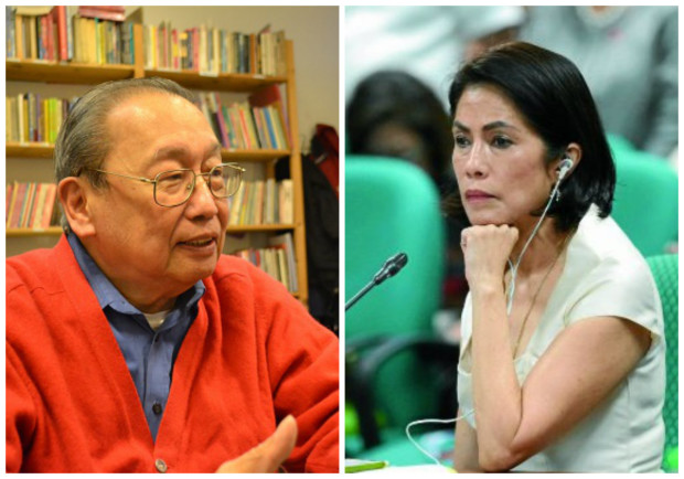 CPP founding chair Jose Maria Sison and Environment Secretary Gina Lopez. INQUIRER FILE PHOTOS