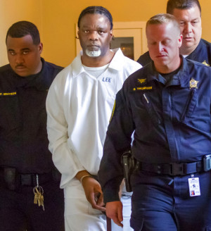 Ledell Lee appears in Pulaski County Circuit Court Tuesday, April 18, 2017, for a hearing in which lawyers argued to stop his execution which is scheduled for Thursday. Unless a court steps in,  Lee and Stacey Johnson are set for execution Thursday night. Lee was sentenced to death after being convicted of killing Debra Reese with a tire iron in February 1993 in Jacksonville.  (Benjamin Krain/The Arkansas Democrat-Gazette via AP)