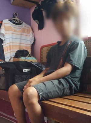 The municipal social welfare office has taken custody of this 14-year-old boy who has confessed to beating to death his elder sister on May 4, 2017, in Banga, Aklan. (Photo contributed to the Inquirer Visayas by Rodnel Aguirre)