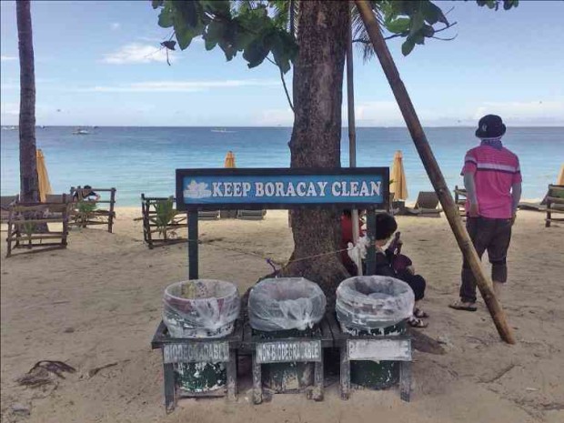 Authorities have launched a campaign to keep the beaches of world-famous resort island, Boracay, free from trash. Aside from placing trash cans in places near the water, the local government of Malay town passed a new law expanding the list of no-drink zones. —CONTRIBUTED PHOTO