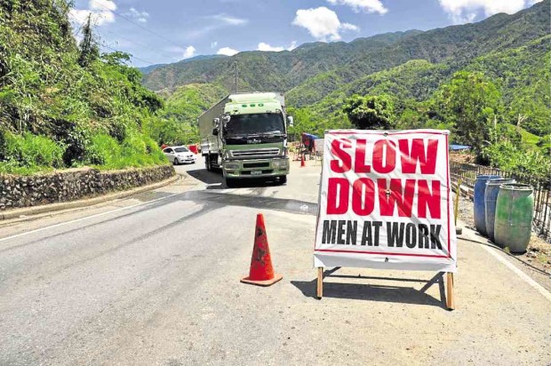 A stronger road barrier is being built along this section of the mountain highway linking Nueva Ecija and Nueva Vizcaya provinces to ensure safety of motorists.  —MELVIN GASCON