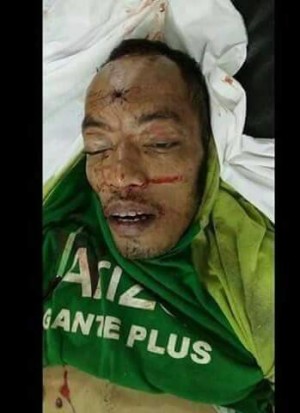 Suspected Abu Sayyaf member Abu Saad (Saad Samad Kiram) after he allegedly tried to escape from the custody of Bohol police  and was subsequently shot dead in a struggle for the gun with a cop. (Photo contributed to the CDN by Ted Aying)