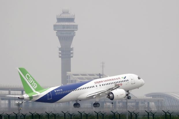China C919 takes off - Pudong International Airport in Shanghai - 5 May 2017