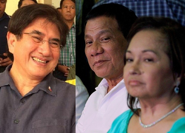 President Rodrigo Duterte (left, right photo) has revealed that Sen. Gringo Honasan (left photo) was with him in Davao when the latter was wanted for allegedly leading failed coups. At right is former-President Gloria Macapagal-Arroyo whose administration fell victim to some of Honasan's alleged power grabs. INQUIRER FILE