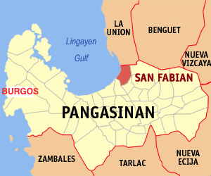 Burgos and San Fabian towns in Pangasinan (Wikipedia maps)