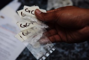 Several transparent plastic sachets containing suspected shabu worth P15,000.00 was confiscated from the suspects in a drug buy-bust operation in Cuyab, San Pedro, Laguna on May 02, 2017. (PHOTO BY NIKON CELIS, CONTRIBUTOR / INQUIRER SOUTHERN LUZON)