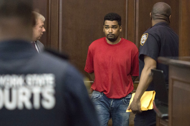 Richard Rojas, of the Bronx, N.Y., charged with mowing down a crowd of Times Square pedestrians, killing a teenage tourist, appears for his arraignment in Manhattan Criminal Court, in New York, Friday, May 19, 2017.  (John-Marshall Mantel/Daily Mail via AP, Pool)