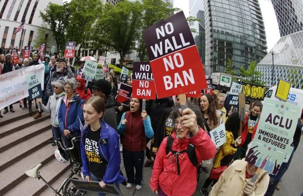 US travel ban protesters - 15 May 2017