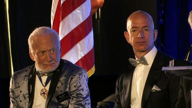 Buzz Aldrin and Jeff Bezos - Apollo 11 commemoration - 15 July 2017
