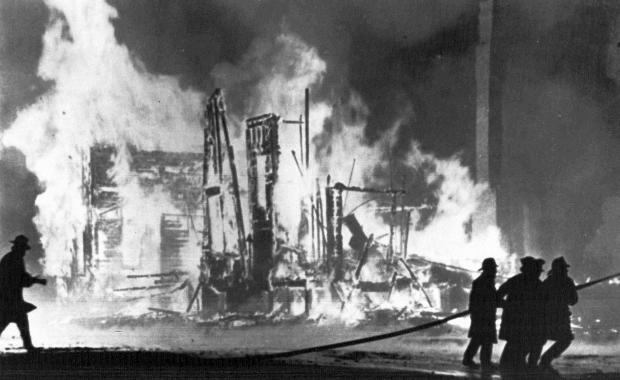 Firefighters at work - Detroit riots - 25 July 1967