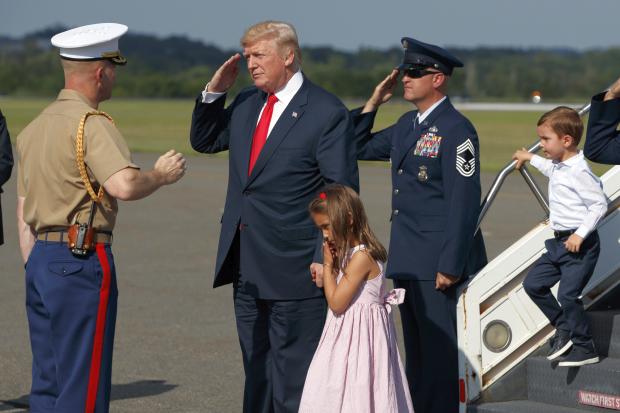 Donald Trump with grandchildren - Morristown Municipal Airport - 4 Aug 2017