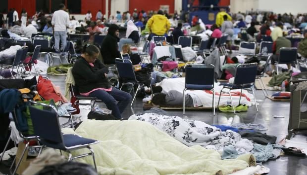 Evacuees at George R. Brown Convention Center - Houston - 29 Aug 2017