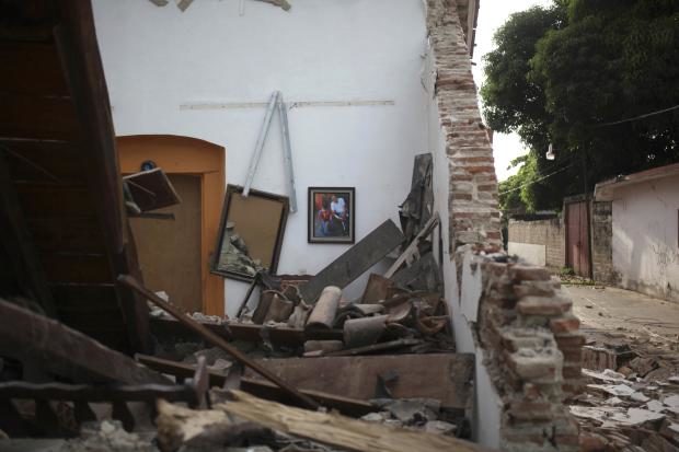 Damaged house in Juchitan in Mexico - 8 Ssept 2017