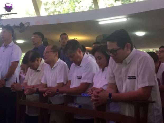Former President Benigno Aquino III and Vice President Leni Robredo were among those in attendance at the Mass for Justice 
