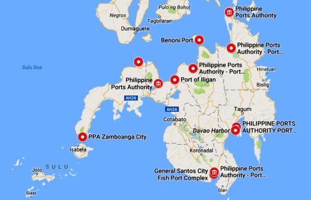 Mindanao ports - Google Map