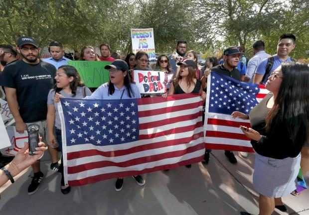 Protesters vs dimantling of DACA - Phoenix in Arizona - 5 Sept 2017