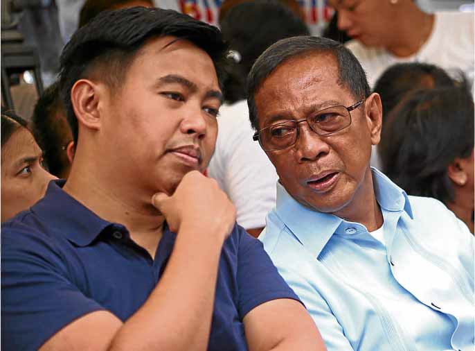 Former Vice President Jejomar Binay and his son, former Makati Mayor Junjun Binay. —INQUIRER PHOTO