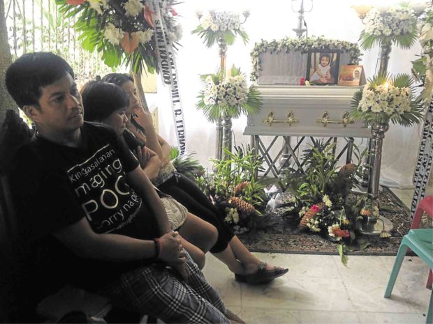 The wake for year-old Nina Louise Ape, killed by the water tank explosion, is being held at the house of the baby’s grandparents as her family’s house had been destroyed as a result of the blast. —CARMELA REYES-ESTROPE