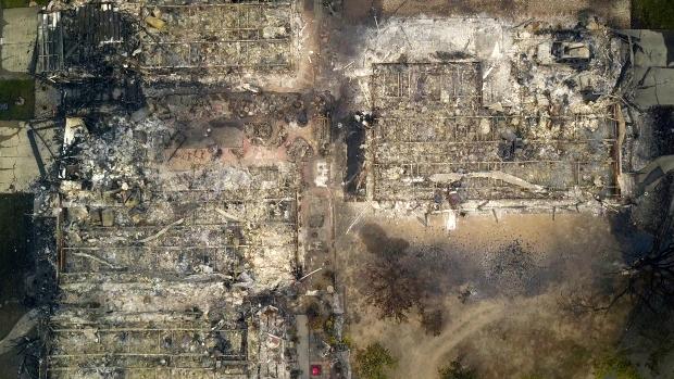 Aerial view of burned houses in Northern California - 10 Oct 2017
